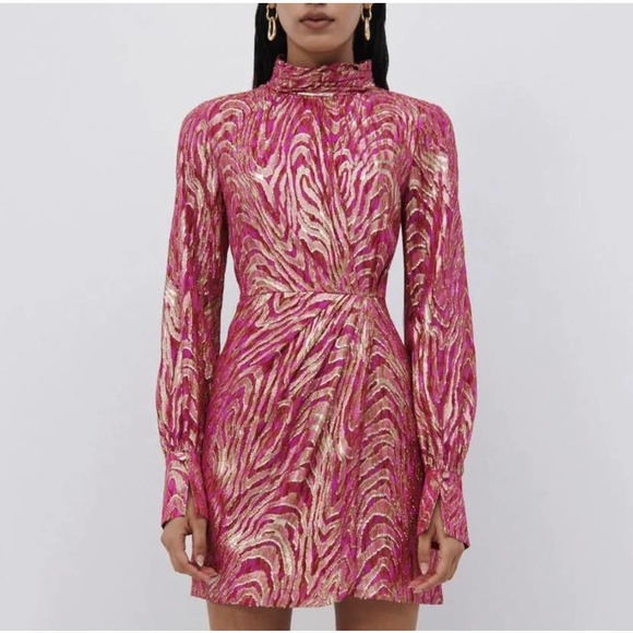 Jonathan Simkhai Dresses & Skirts - New Simkhai Halen Fil Coupe Mini Dress Bougainvillea Metallic Moire 2 jonathan